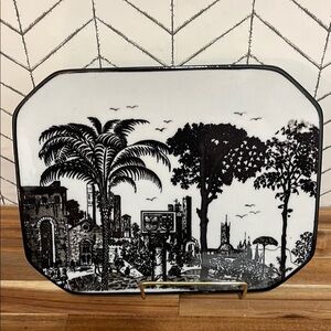 Black and White Ceramic Art Plate